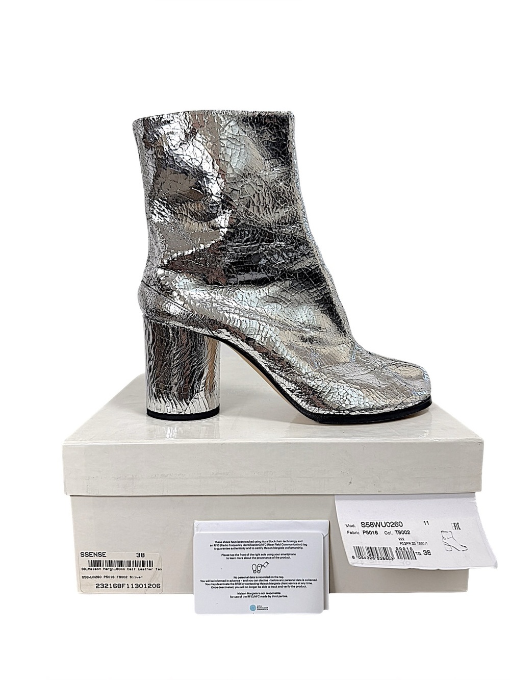 Maison Margiela Silver Metallic Tabi Ankle Boots 38 - Picture 3 of 14
